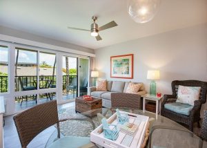 Living room of a vacation rental in Hawaii