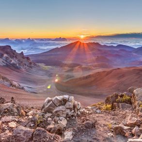 top of Haleakala crater at sunrise