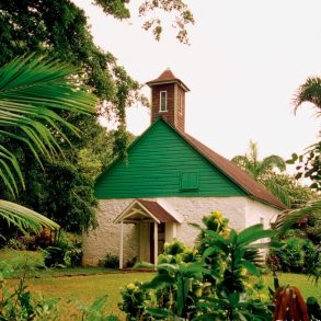 View of a church in the jungle of Upcountry Maui