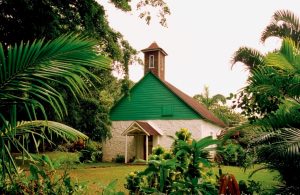 View of a church in the jungle of Upcountry Maui