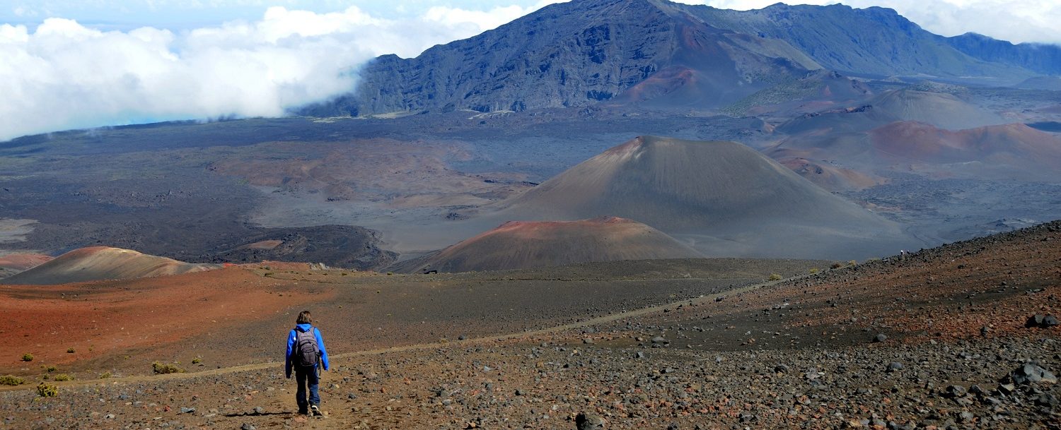 Woman hiking at Haleakala National Park on Maui