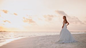 Bride on the beach for Maui Elopement