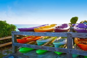 Maui Kayak Adventures | Row of colorful kayaks
