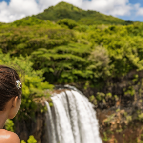 Young couple in a Hawaii rainforest