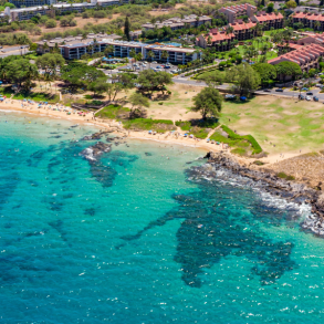 aerial view of Kamaole Sands beach III, maui