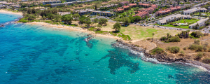 aerial view of Kamaole Sands beach III, maui