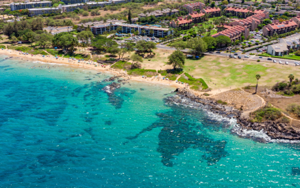 aerial view of Kamaole Sands beach III, maui