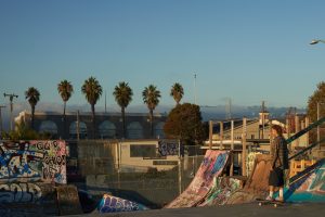 Skate park afternoon mini ramp